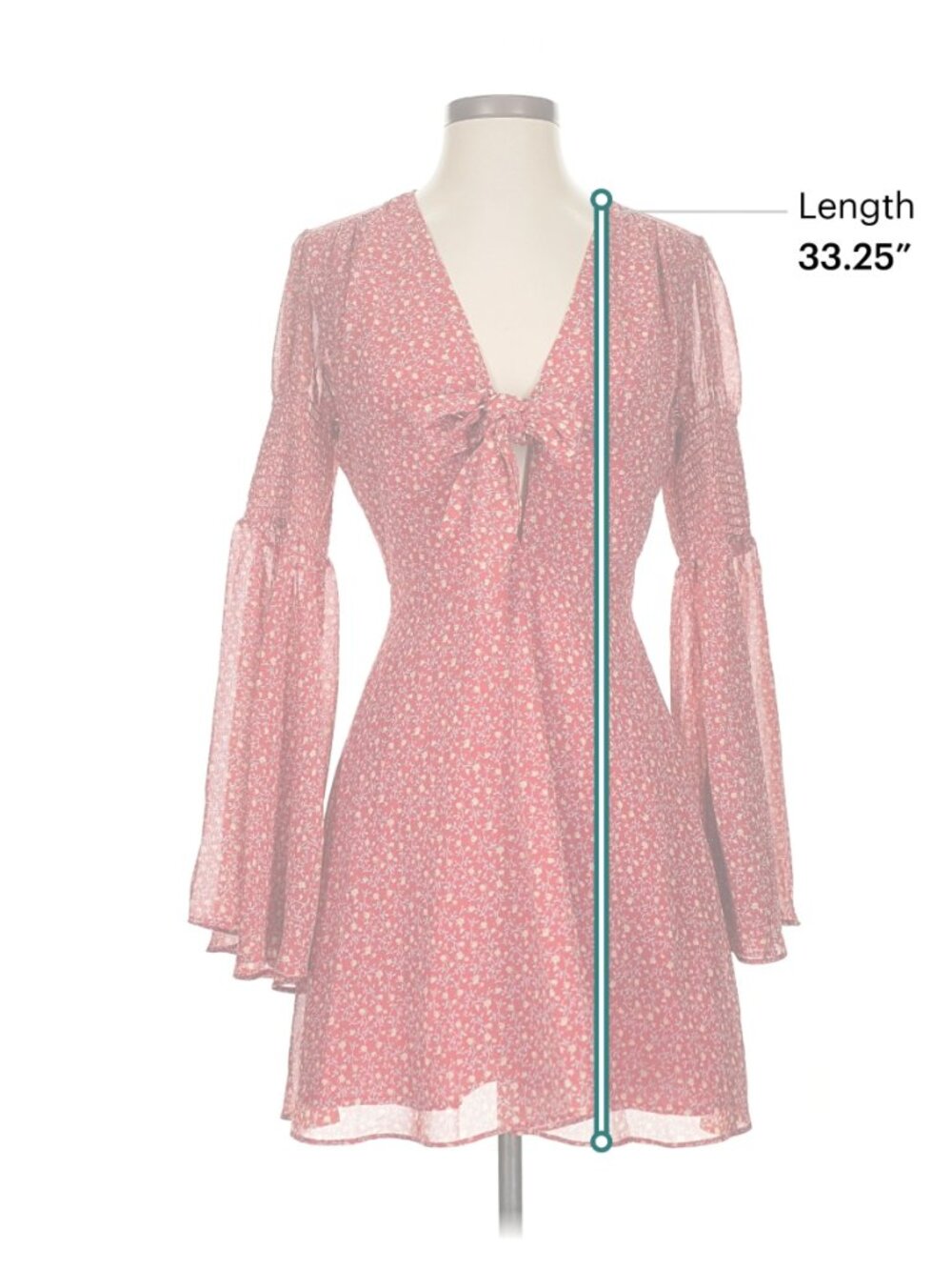 Vici Collection "Desiree" Red/Orange Floral Bell Sleeve Tie-Front Dress - Picture 10 of 13